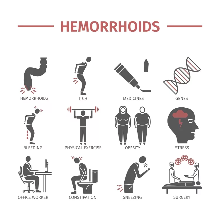 Hemorrhoids icon Infographics. Vector signs for web graphics.