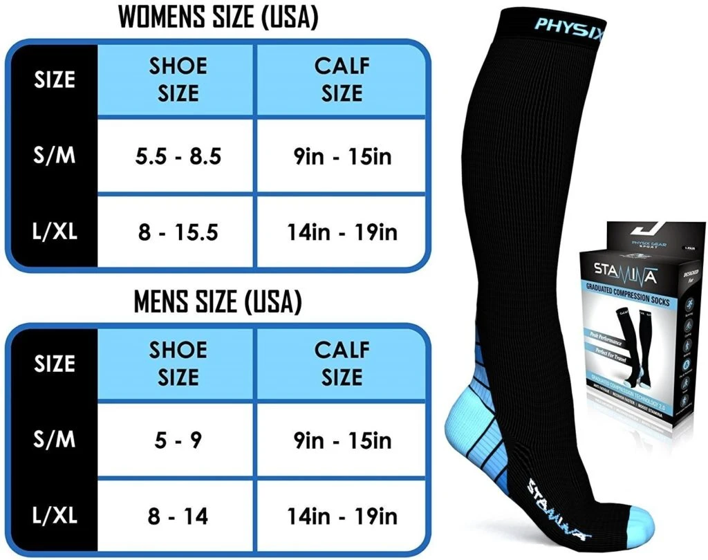 Physix Compression Socks Sizing Chart